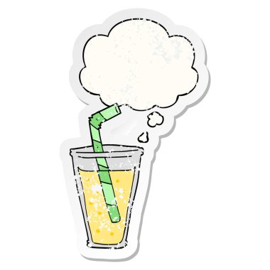 karikatür gazlı içecek ve sıkıntılı yıpranmış stic olarak kabarcık düşünce
