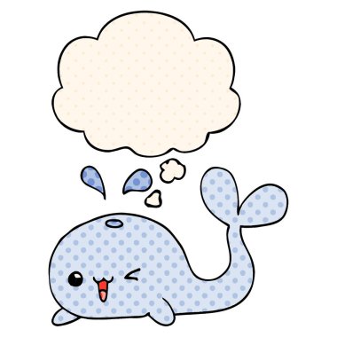 çizgi film balina ve çizgi roman tarzında düşünce balonu