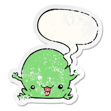 karikatür kurbağa ve konuşma balonu sıkıntılı etiket