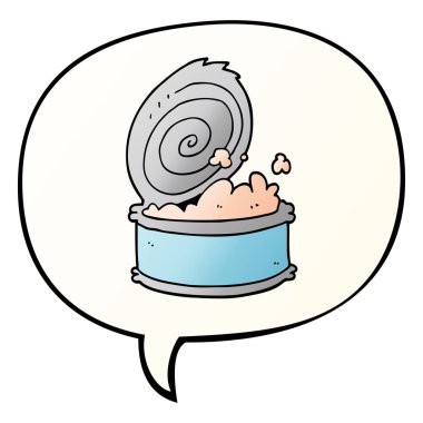 düzgün degrade tarzında karikatür konserve balık ve konuşma balonu