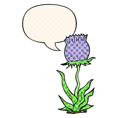 çizgi roman tarzında karikatür vahşi çiçek ve konuşma balonu