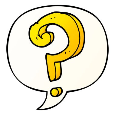 çizgi film soru işareti ve konuşma balonu düzgün degrade tarzında