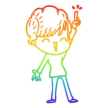 gökkuşağı gradyan çizgi çizim karikatür gülen kadın