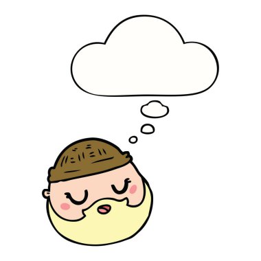 sakallı çizgi film erkek yüz ve düşünce balonu