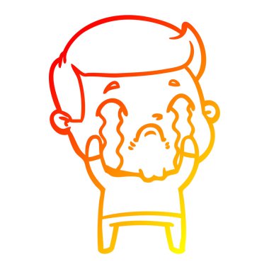 sıcak degrade çizgi çizim karikatür adam ağlıyor