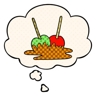 çizgi film toffee elma ve çizgi roman tarzında düşünce balonu