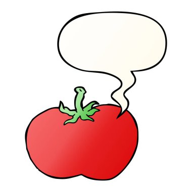 düzgün degrade tarzında karikatür domates ve konuşma balonu