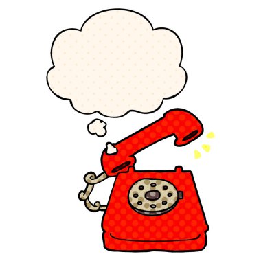çizgi film telefon zil ve çizgi roman tarzında düşünce balonu