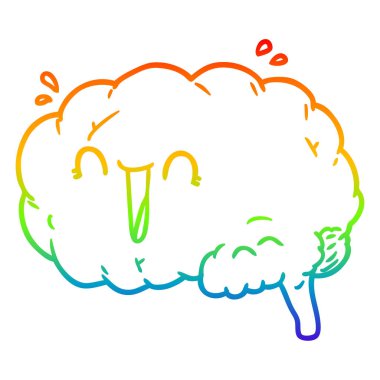 gökkuşağı gradyan çizgi çizim karikatür beyin gülme