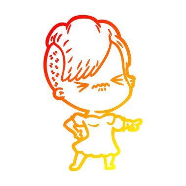 sıcak degrade çizgi çizim karikatür rahatsız hipster kız