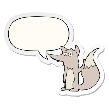 karikatür kurt ve konuşma kabarcık etiket