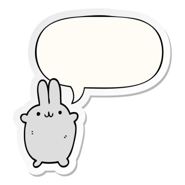 karikatür tavşan ve konuşma kabarcık etiket