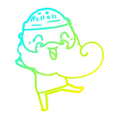 soğuk degrade çizgi çizim mutlu sakallı adam