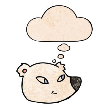 karikatür kutup ayısı yüz ve grunge doku pat düşünce balonu