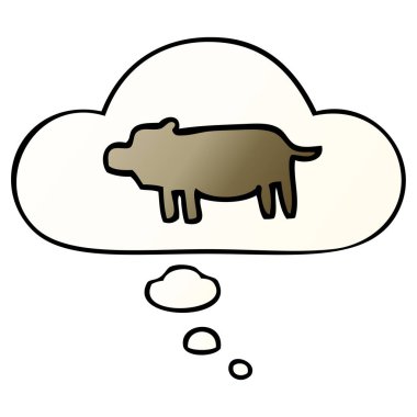 çizgi film hayvan sembolü ve pürüzsüz degrade stil düşünce balonu