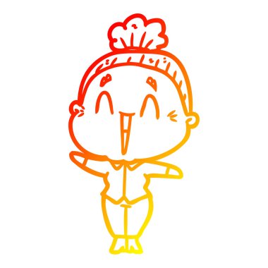 sıcak degrade çizgi çizim karikatür mutlu yaşlı bayan