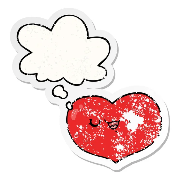 Cartoon kärlek hjärta och tänkte bubbla som en nödställda slitna pinne — Stock vektor
