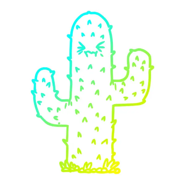 Linea gradiente freddo disegno cartone animato cactus — Vettoriale Stock