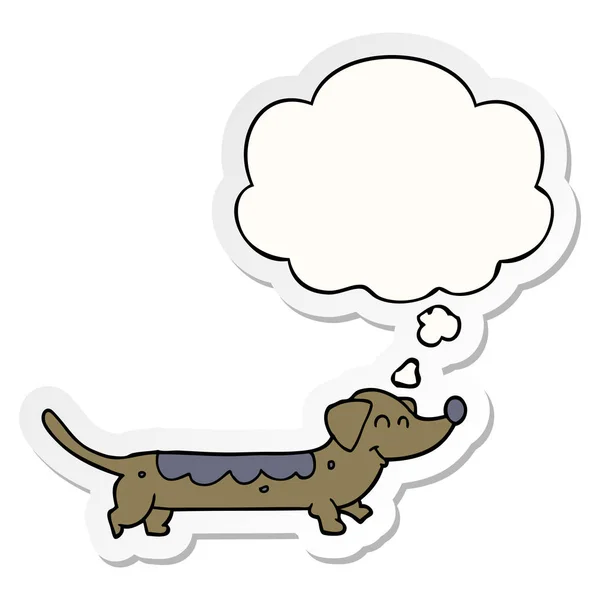Cartoon hond en dacht Bubble als een gedrukte sticker — Stockvector