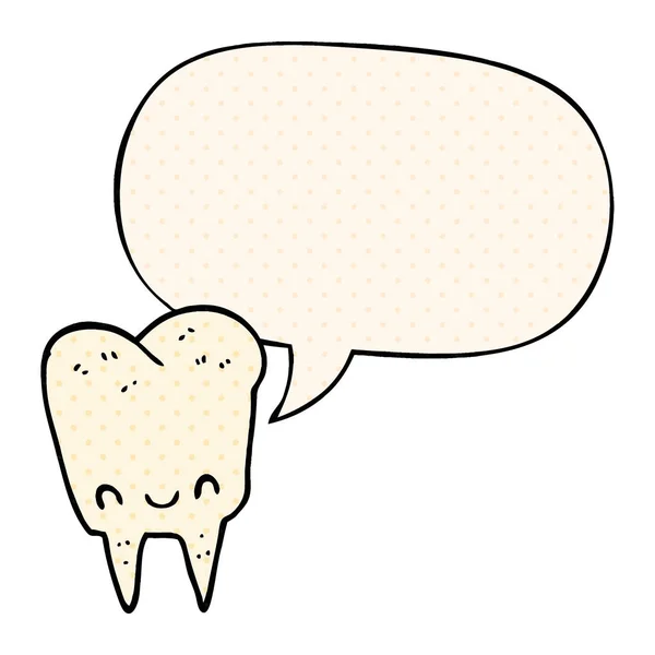 Cartoon Tooth i Bubble mowy w komiksowym stylu — Wektor stockowy