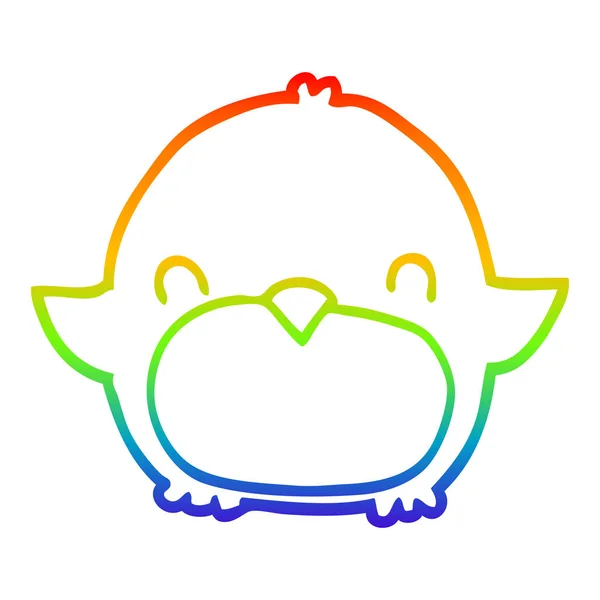 Gradient arc-en-ciel dessin de ligne Pingouin dessin animé — Image vectorielle