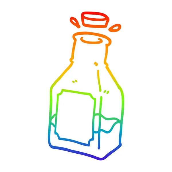 Linha de gradiente arco-íris desenho de desenho animado bebida em decantador —  Vetores de Stock