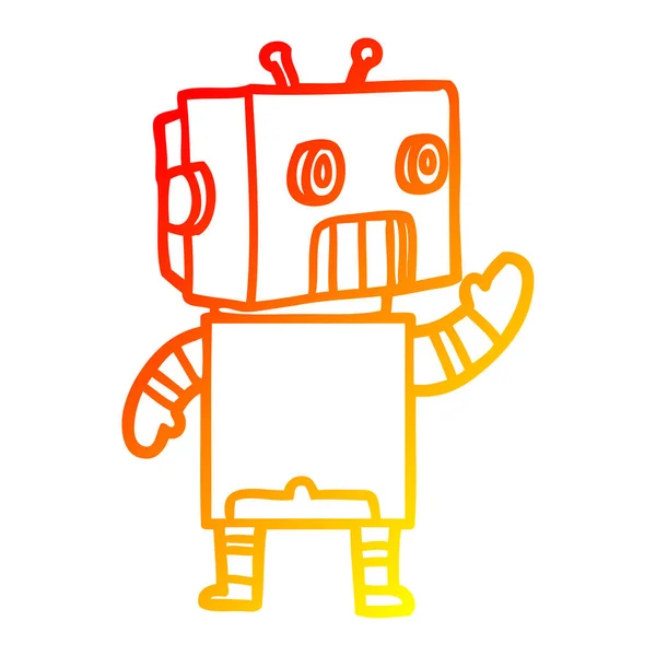 Varm gradient linje ritning tecknad robot — Stock vektor