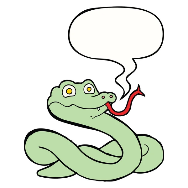 Serpiente de dibujos animados y burbuja del habla — Archivo Imágenes Vectoriales
