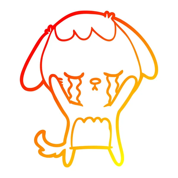 Warme kleurovergang lijntekening cartoon hond huilen — Stockvector