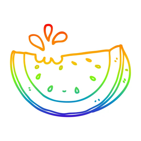 虹のグラデーションライン描画漫画のスイカ — ストックベクタ