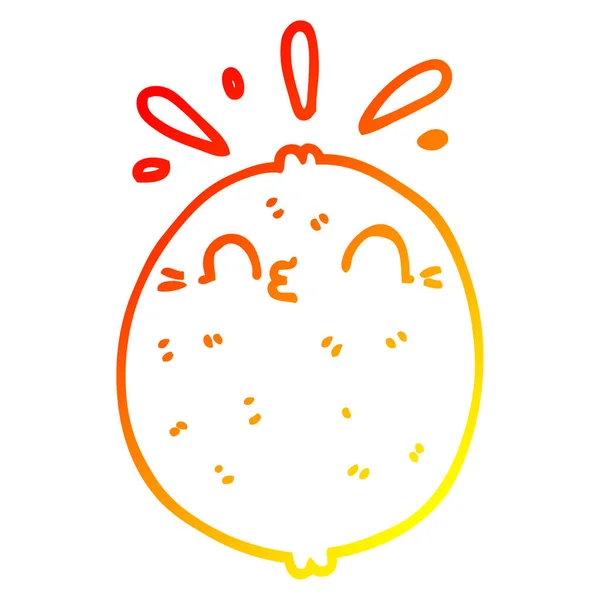 Chaud dégradé ligne dessin mignon dessin animé citron — Image vectorielle
