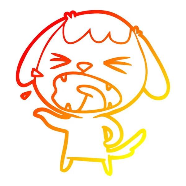 Sıcak degrade çizgi çizim sevimli karikatür köpek havlama — Stok Vektör