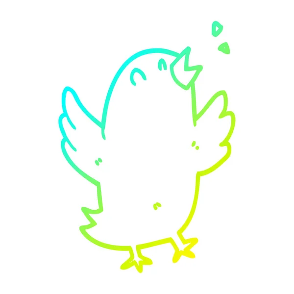 Froid dégradé ligne dessin dessin dessin animé oiseau chant — Image vectorielle