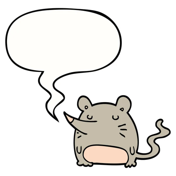 Karikatür fare ve konuşma balonu — Stok Vektör