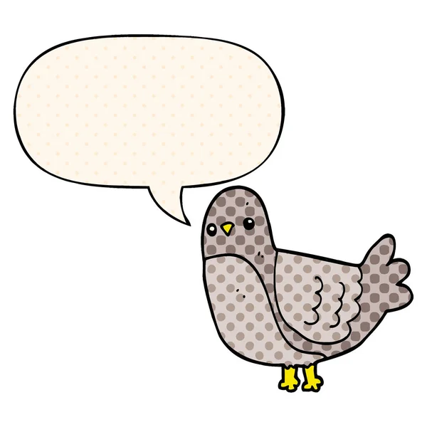 Cartoon-Vogel und Sprechblase im Comic-Stil — Stockvektor