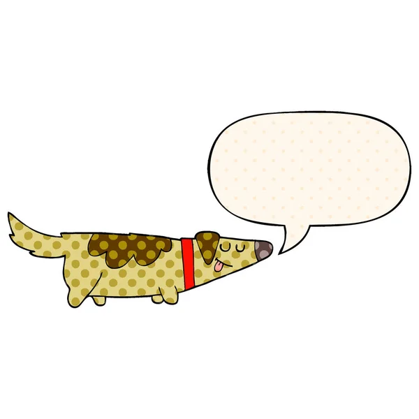 Karikatúra kutya és a beszéd buborék képregény stílusban — Stock Vector