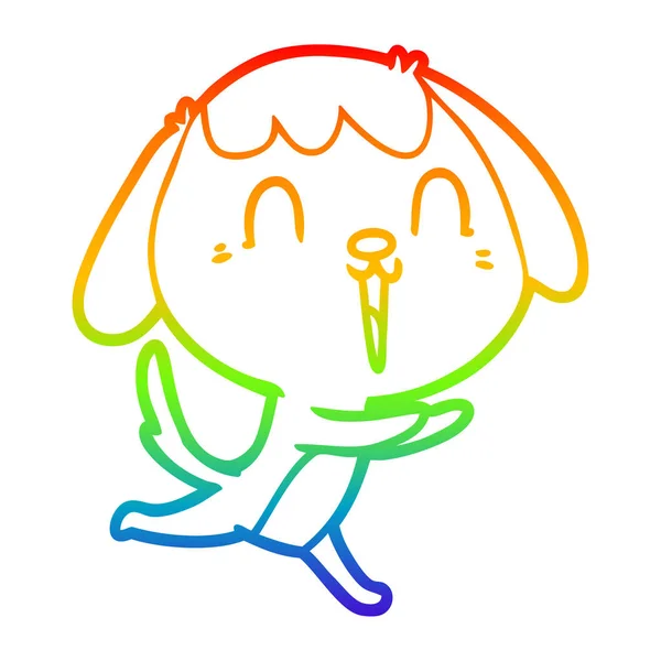 Regenboog gradiënt lijntekening cute cartoon hond — Stockvector