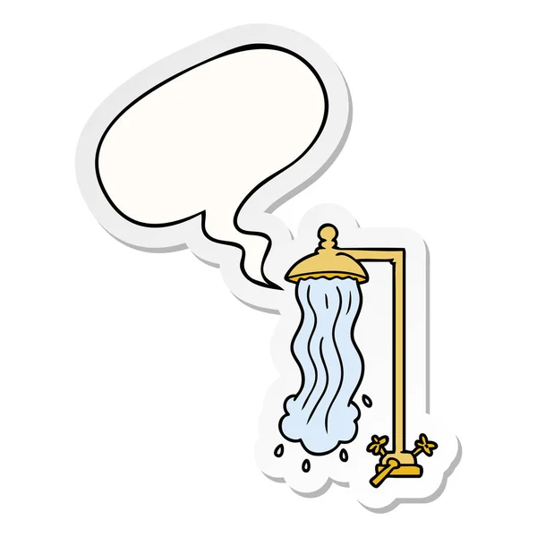 Cartoon shower and speech bubble sticker — Stockvector