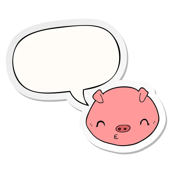 Cartoon pig and speech bubble sticker — Stock Vector