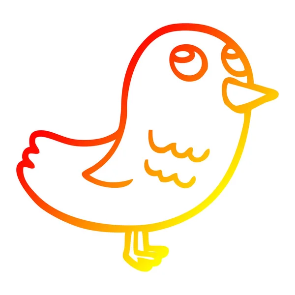 Тёплая градиентная линия рисования мультяшной птицы — стоковый вектор
