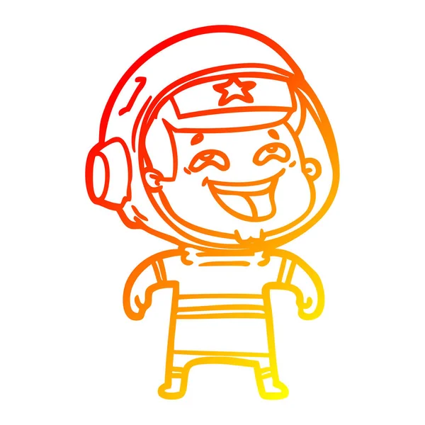 暖かいグラデーションライン描画漫画笑い宇宙飛行士 — ストックベクタ