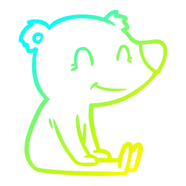 Frío gradiente línea dibujo sentado oso dibujos animados — Vector de stock