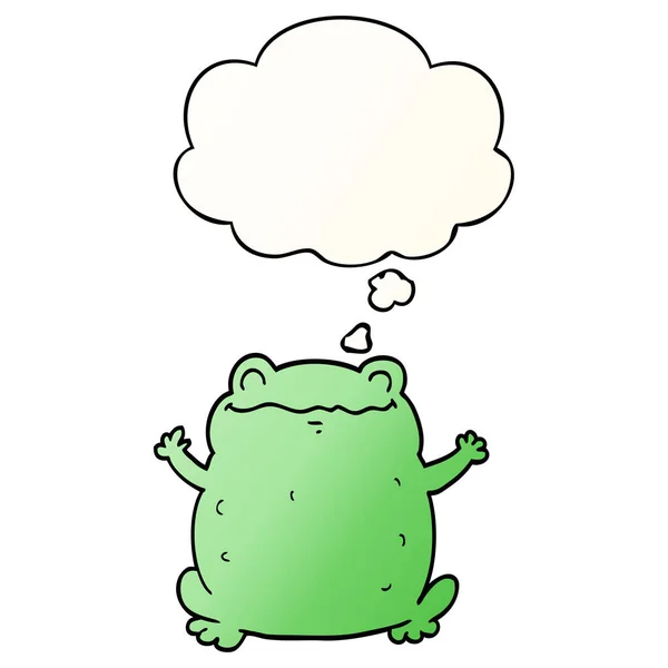 Мультяшная жаба и мыслепузырь в гладком градиентном стиле — стоковый вектор