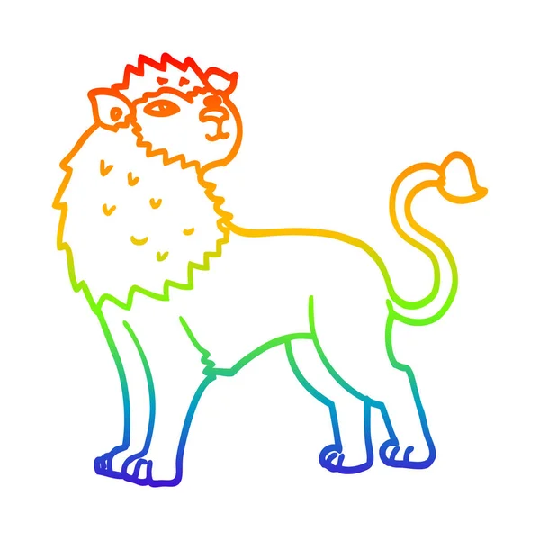 Радужная градиентная линия рисования мультяшного льва — стоковый вектор