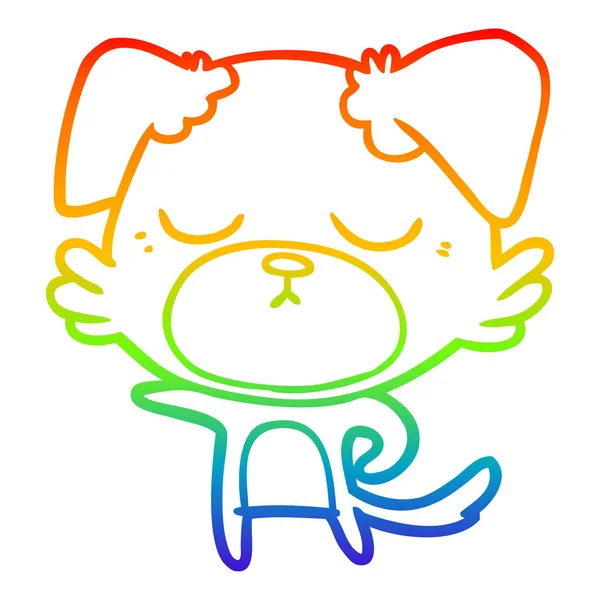 彩虹渐变线绘制可爱的卡通狗 — 图库矢量图片