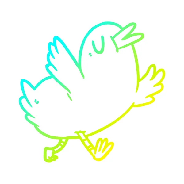 Kall gradient linje ritning lycklig fågel — Stock vektor