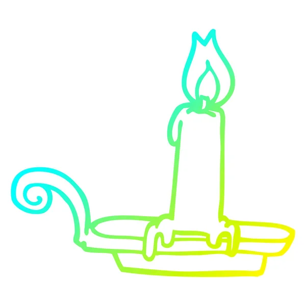 Linea gradiente freddo disegno fumetto candela ardente — Vettoriale Stock
