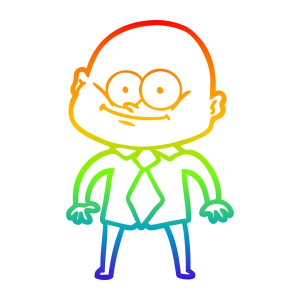 Rainbow gradient linje ritning Cartoon Manager man stirrade — Stock vektor