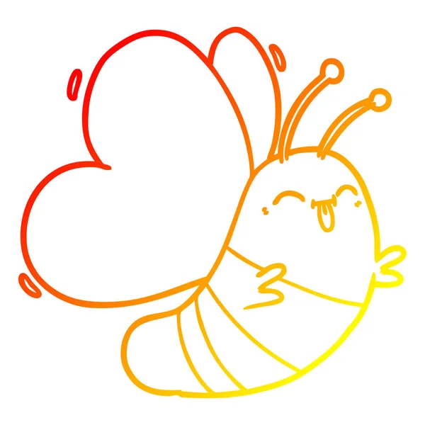 Čára teplého přechodu kreslení legrační kreslený motýl — Stockový vektor