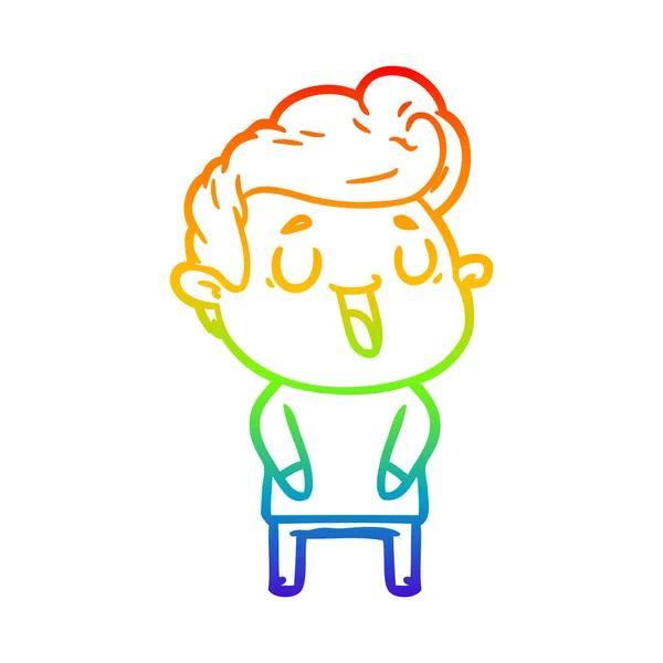 Rainbow gradient ligne dessin heureux dessin animé homme — Image vectorielle